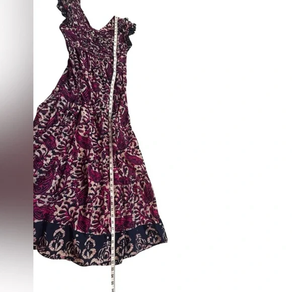 House Of Harlow 1960 Tiered Maxi Dress Tie Back Flutter Sleeve Purple Magenta XS - Picture 13 of 13